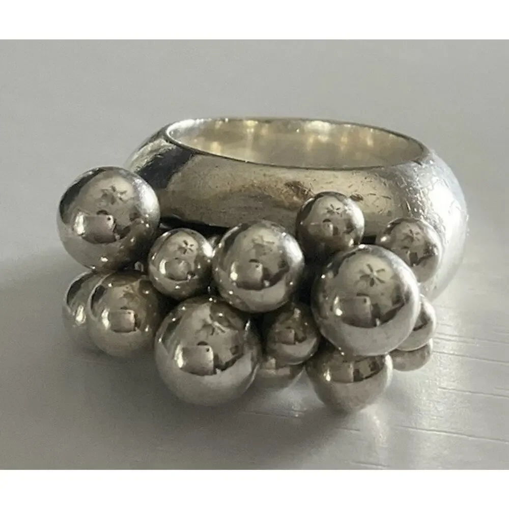 Retired Silpada Cha Cha Sterling Silver Beaded Ring Size 6 - Picture 2 of 6
